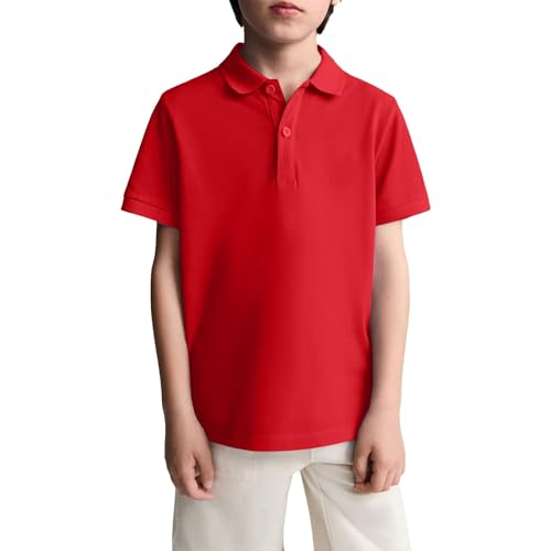 Polo Uniform Shirts Golf Polo Shirt Short Sleeve Performance Polo Shirts for Boys Dry Fit Stretch Collared Kids Golf Shirts