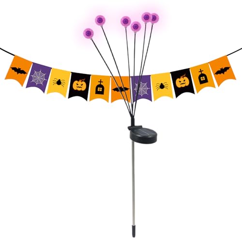 Luces Halloween para entrada sin cables ni consumo eléctrico para decorar patios y césped