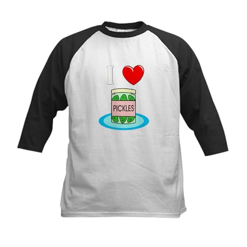 CafePress Ilovepickles Drk Kids Baseball Tee Kids Cotton Baseball Jersey, 3/4 Raglan Sleeve Shirt Black/White