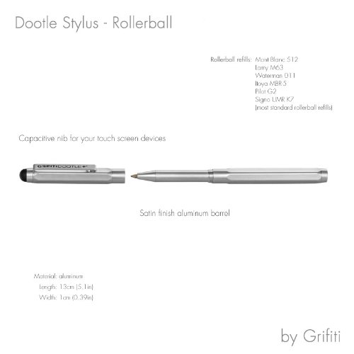 Grifiti Dootle Stylus Mechanical Pencil and Pen 2 Piece Set, Matte Silver Digital Stylus iPhones, Smartphones,Tablets and 0.7 MM Mech Pencil and Rollerball Pen - Thumbnail 2