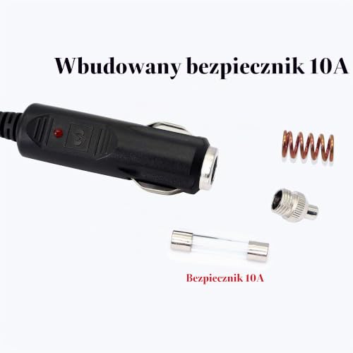PNGKNYOCN Ładowarka samochodowy 12 V DC, kabel 18 AWG, wtyczka męska do zapalniczki, kabel zapalniczki do CCTV, lodówka samochodowa (1,5 m)