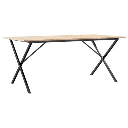 Table à manger industrielle 180x90cm en pin massif et acier