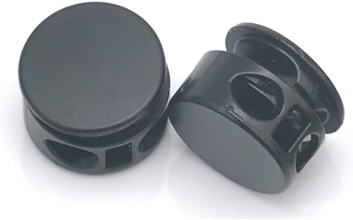 YICBOR DIY 30pcs/lot Round Metal Alloy Stoppers Toggle Cord Locks Drawstring Two Hole Nickle/Black/Satin (Black enamel)