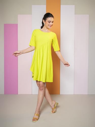 Image of Purvaja Women's Solid Half Sleeve Mini Dress