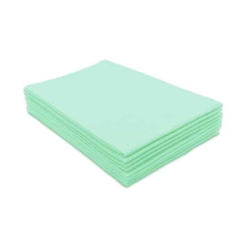 TIDI 917462 Choice Dental Bib, Green, 3 Layers, 13” W x 18” L (Pack of 500) ― Disposable Dental Bibs ― Embossed ― 2-Ply Tissue ― Poly Back to Help Prevent Leak-Through ― Nail Towels ― Tattoo Bibs