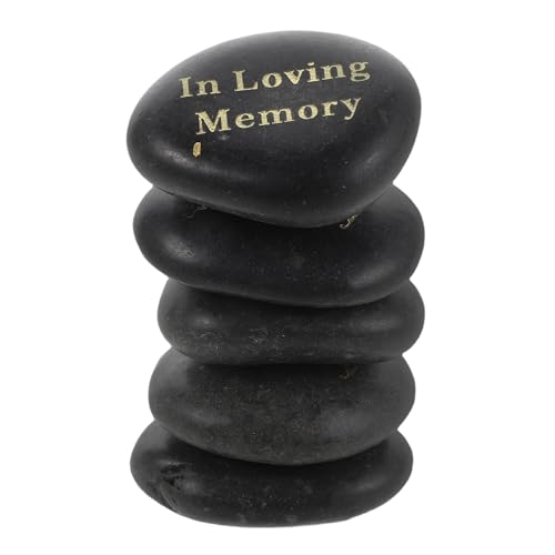 SUPVOX 5pcs Memorial Grave Stones Tombstone Garden Memorial Stones Memory Remembrance Rocks for Dad Death Favors Grave Site Black