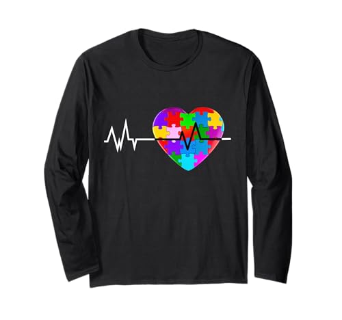 Autism Love Heart Beat Puzzle Acceptance Awareness Maglia a Manica