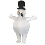 MatGui Christmas Inflatable Snowman Cartoon Cosplay Mascot Costume for Adult Party Snowman Costume White