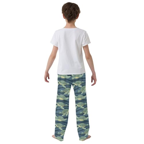 Boys' Pants Big Green Sea Turtle Ocean Long Bottoms Jogger Pants Elastic Waist Trousers with Pockets S-XL3