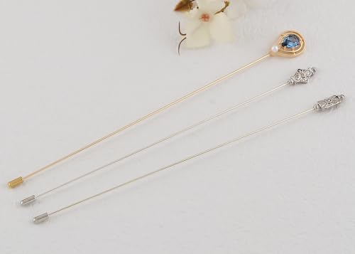 Image of Alilang Antique Vintage Hat Pin Classic Long Handle Geometric Hatpin Stick Lapel Pins for Women, Men, Pack of 2 /3