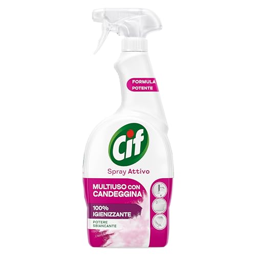 Cif Spray Attivo Con Candeggina, 650 Ml, Per Le Superfici Di Tutta La Casa E Pretrattante Sui Tessuti Bianchi*, Formula Potente Con Potere Sbiancante,