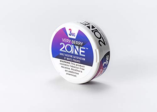 2One Premium Lab Produced Tobacco-Free Nicotine All-White Pouches, Very Berry Flavor, 3mg (21 Pouches) 1 can