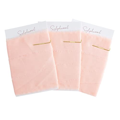 Chiffon Ribbon, 3 Rolls Wedding Ribbon 1.5" X 6Yd Handmade Silk Ribbon Set, Fringe Ribbon For Wedding Invitations Gift Wrapping Bridal Shower Flower Bouquet, Diy Crafts (Peach) #TOP26