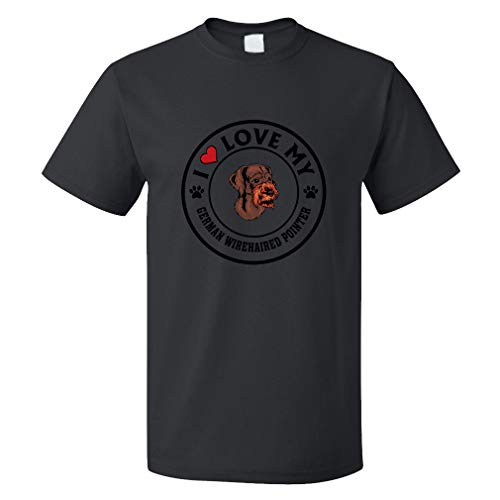 Custom Funny Graphic T Shirts for Men Love My German Wirehaired Pointer Dog #A Cotton Top Black Design Only Large