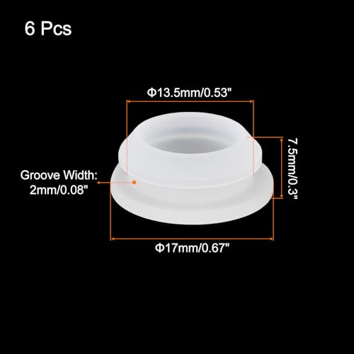 Image of MECCANIXITY 6pcs Silicone Snap in Locking Hole Plugs,13.5mm /0.5 Inch Mounting Diameter Narrow Groove Width 2mm Panel Seal Cover Round for Kitchen Bulkheads Waterproof Sealing Plugs Clear