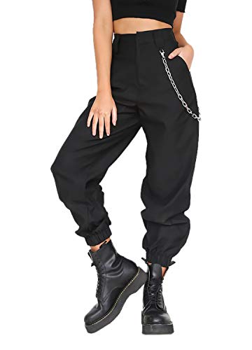 Mocure Women Baggy Hip Hop Pant Loose Chain Drawstring Hem Jogger Trouser