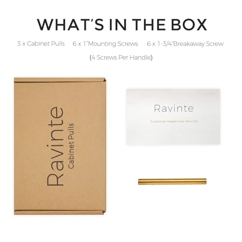 Image of Ravinte 6 Pack 5 Inch Cabinet Pulls Brushed Brass Stainless Steel Kitchen Drawer Pulls Cabinet Handles 5 inchLength, 3 inch Hole Center