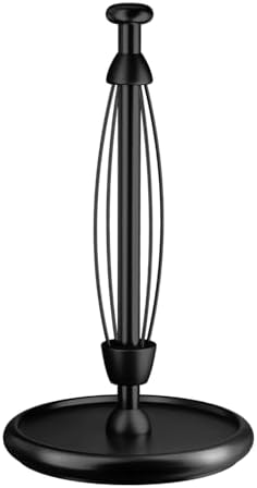 VEHHE Paper Towel Holder Countertop with Weighted Base, One-Handed Tear Paper Towel Holder with Damping Function and EVA Non-Slip Pad for Bathroom and Kitchen