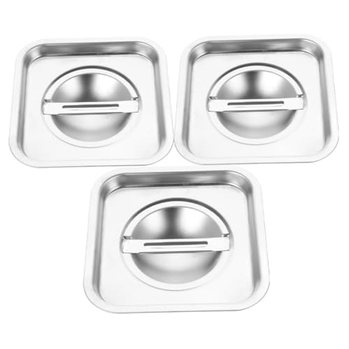 Hemobllo 3pcs Stainless Steel Bowl Covers Lids for Pots and Pans Moisture Spice Canister Lid for Cooking and Baking for Home and Outdoor Use