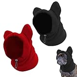 DINGFENG 2 Stück Hundemütze Ohrenschützer mit Noise Cancelling - Silvester Hunde Mütze Hundewarme Kopfbedeckungen,Winter Haustier Schal Windschutz Mit Kordelzug (Schwarz und Rot S)