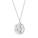 Genérico collar hombre.Collar de retrato de la reina, colgante de cabeza de moneda, disco circular circular, collar minimalista delicado para mujeres