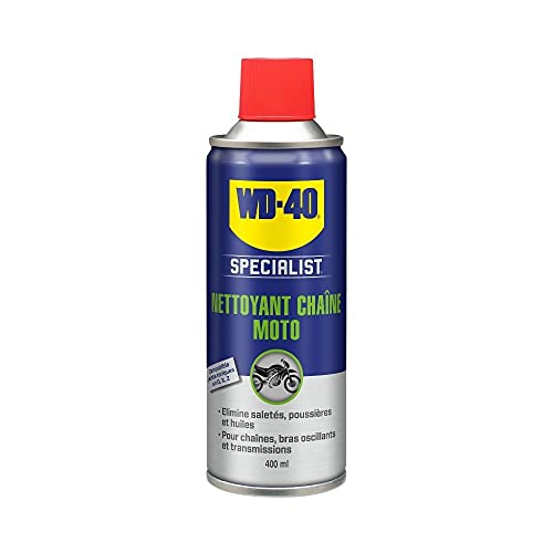 WD-40 Specialist Moto • Nettoyant Chaîne • Aérosol • Sèche rapidement • Ne laisse pas de résidus • Aide à réduire l'usure • 400 ML