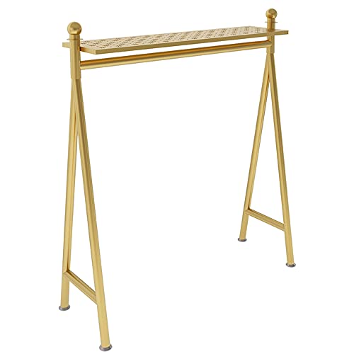 Perchero Resistente, tendedero con Estante Superior, tendedero de pie de Hierro de un Solo Poste, Perchero de Metal, Dorado (Dorado 120×40×150cm)