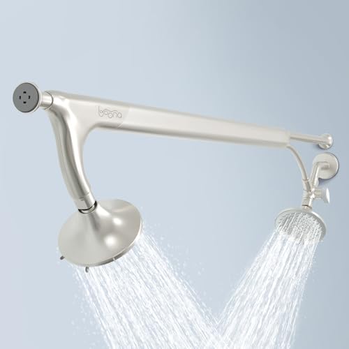 BOONA Tandem Shower as seen on Shark Tank | Dual Shower Head for Couples (Brushed Nickel Two Showerheads)