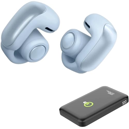 Bose Ultra Open Earbuds with Immersive Audio, Open Ear Wireless Clip on Earbuds for Comfort, OpenAudio for Awareness, Up to 48 Hours of Battery Life, Green Extreme Portable Charger (Moonstone Blue)