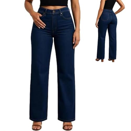 Women’s Sweatpant Jeans, High Waisted Stretch Denim, Wide Leg Baggy Vintage Straight Pants, Plus Size