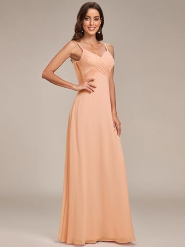 Image of Ever-Pretty Women's Summer Backless Spaghetti Strap Chiffon Bridesmaid Dresses Empire Waist Formal Wedding Guest Dress