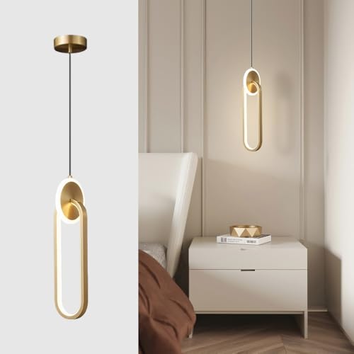 Lustre LED 3 modes de couleur avec suspension en métal doré 15W