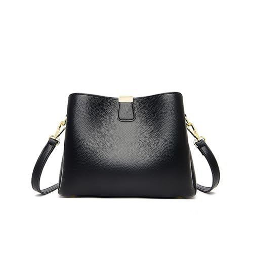 CORIOS Bolsa tiracolo de couro PU para mulheres elegante bolsa de ombro feminina bolsa carteiro retrô à prova d'água bolsa de alça superior, Preto, Large, Retrô