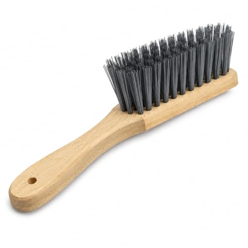 Image of Wooden Hand Brush Stiff Bristles Heavy Duty Cleaning Brush Long Handle Tool