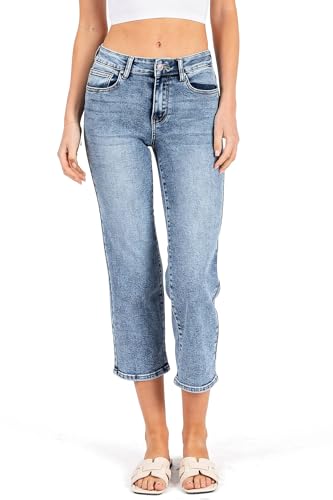WAX JEAN Womens Juniors High Rise Cropped Straight Jeans