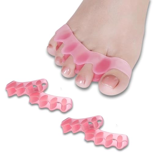 Image of Wonder Care Silicone Toe Separator For Feet Gel Pads Big Toe Corrector Bunion Straightener Yoga Stretcher Hammer Bunion [Pink,Pair of 3-6 Pieces]