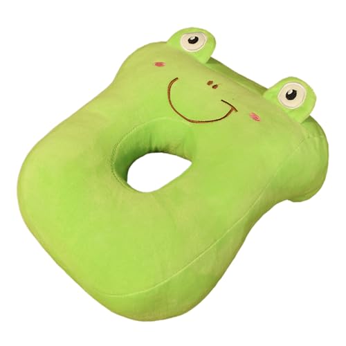 CavspkArt Almohada para siesta de oficina de algodón con memoria, bonita almohada con agujero para las orejas, almohada suave para siesta, almohada para dormir de lado para damas, niñas, niños (rana