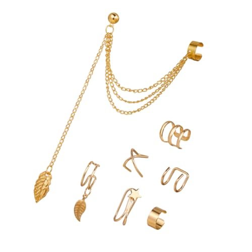Boucles d'oreilles bohémiennes avec manchettes et détails chaînes pendants