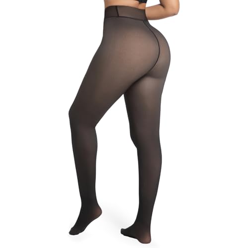 Image of Blostirno Women's Fleece Lined Tights Thermal Pantyhose Leggings Opaque Winter Warm Thick Stockings Tights