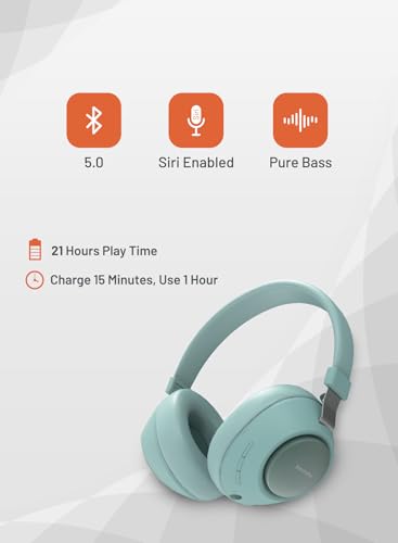 Image of Porodo Bluetooth Headphones, Noise Cancelling Soundtec Deep Sound Pure Bass Wireless Over-Ear Headphones (Green)