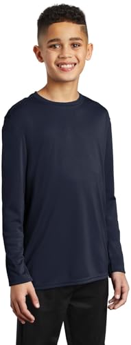 Port & Company Youth Performance Long Sleeve Tee | UPF 50 Athletic Workout Clothing for Spring & Summer | PC380YLS2