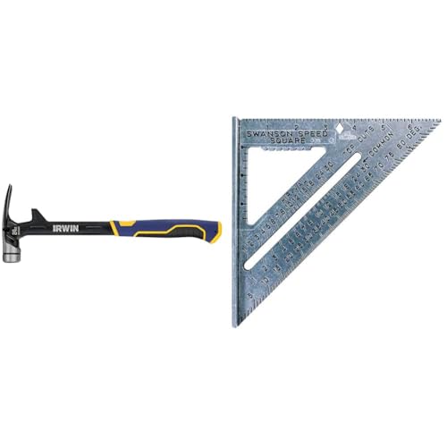 Image of IRWIN 24oz Steel Framing Hammer Bundle with SWANSON 7 inch Speed Square, Blue