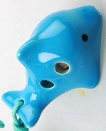 Dolphin 4 Holes Novelty Pendant Ceramic Ocarina. Great Gift, Dexterous, Easy to Carry and Learn. Linn's Arts!