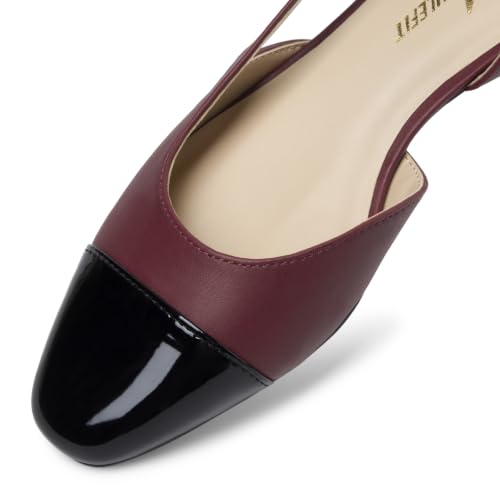 Image of Athlefit Slingback Flats for Women Square Toe Ballet Flats Work Dress Shoes