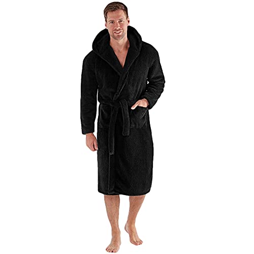 Snuggaroo Peignoir à capuche en polaire douce pour homme, noir/noir, Large Cover