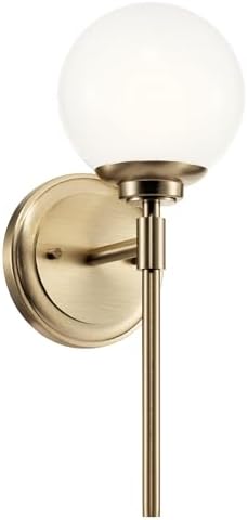 Kichler Benno 1-Light Wall Sconce, Modern Light with Opal Glass i...