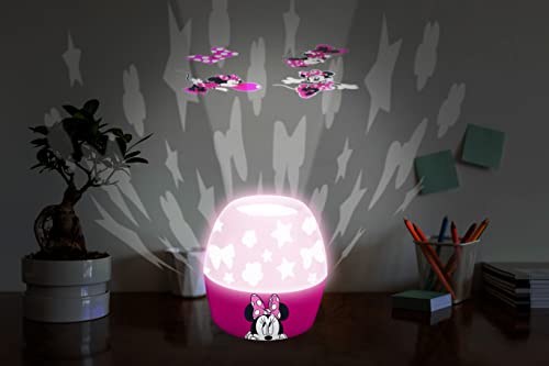 Image of Disney Minnie Mouse Scene Projection Kids Lamp & Nightlight - Cute Bedroom Bedside Projector Lamp for Girls, Toddler & Children's Night Light