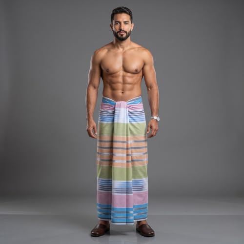 Image of Men's Cotton Lungi | Soft Breathable Wrap Around Lungi | Comfortable Daily & Home Wear for Men