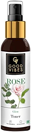 Good Vibes Rose Glow Toner - 120 ml - Nourishing and Revitalising for All Skin Types - Oil Control For Clogged Pores - Cruelty Free