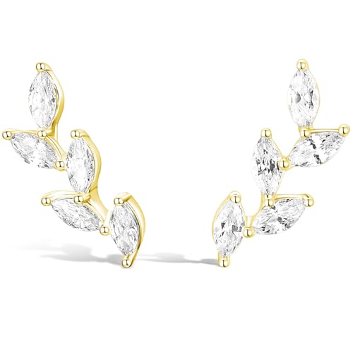 Titaniumcentral Ohrkletterer Ohrringe Stecker für Damen Blattform Marquise Zirkonia Knorpel Kleine Braut Hypoallergene Ohrstecker Gold Titaniumcentral Ohrkletterer Ohrringe Stecker für Damen Blattform Marquise Zirkonia Knorpel Kleine Braut Hypoallergene Ohrstecker Gold